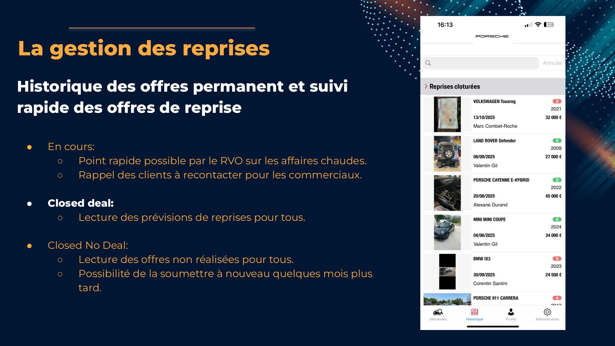 Historique des reprises valid&eacute;es