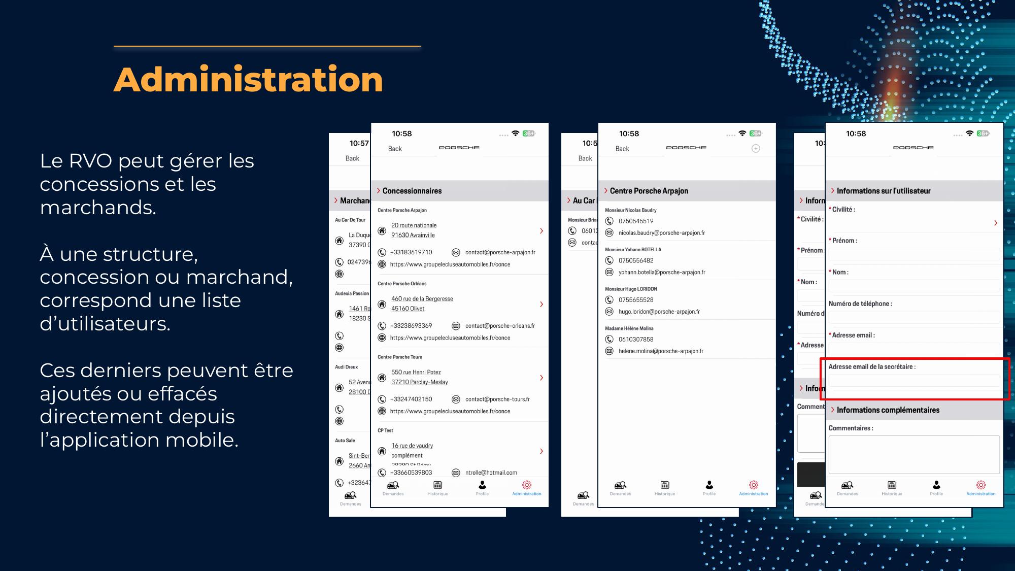Administration : gestion concessions et marchands